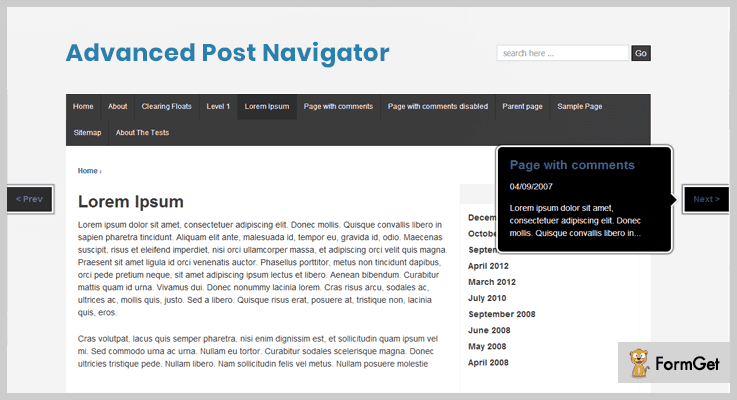 Advanced Post Navigator WordPress Plugins Next Previous Page