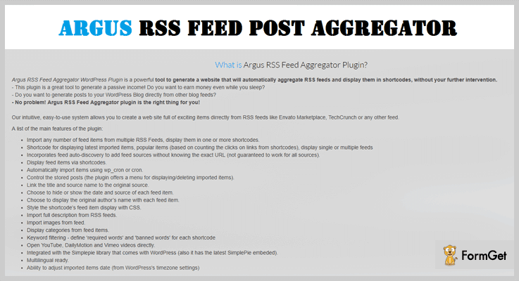Argus RSS Feed WordPress Aggregator Plugins