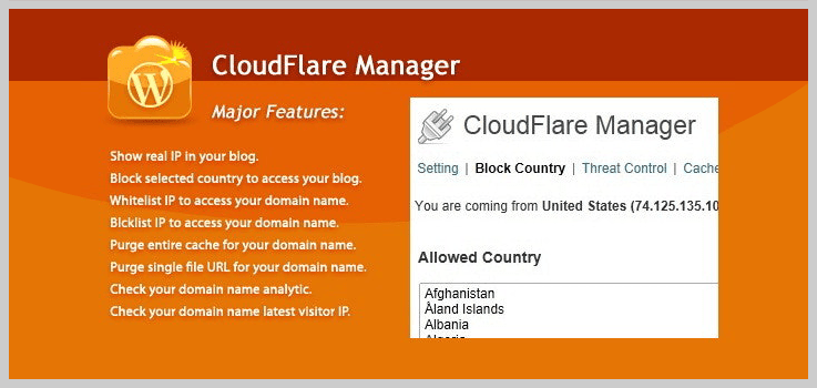 CloudFlare Manager - Best WordPress plugin to block countries