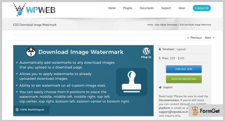 Easy Digital Downloads Watermark WordPress Plugin