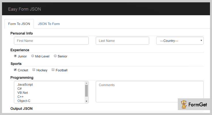 Easy Form JSON jQuery Form Plugin