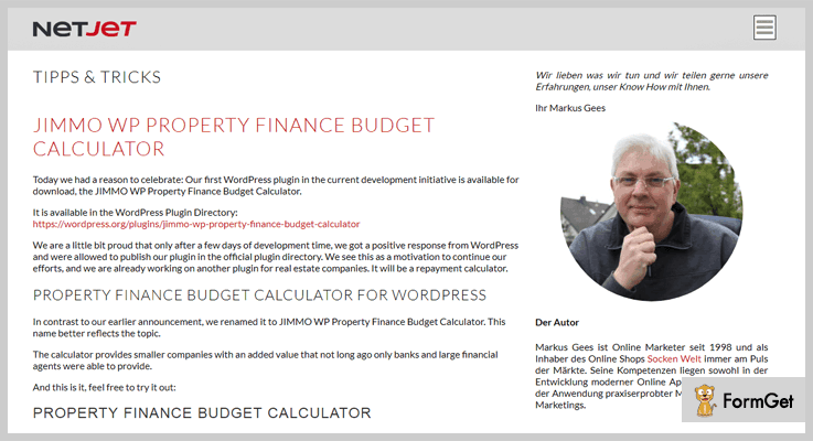 JIMMO WP Property Finance Budget Calculator WordPress Calculator Plugins