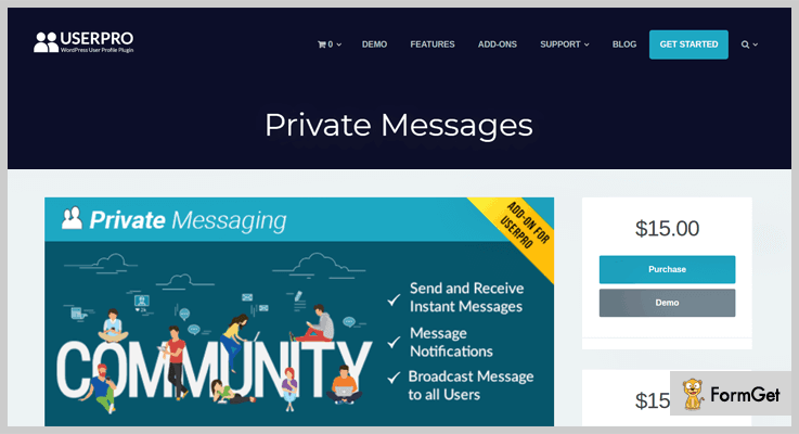 Private Messages for UserPro Private Message WordPress Plugins