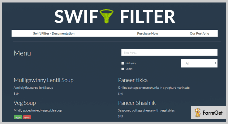  Swift Filter jQuery Search Filter Plugins