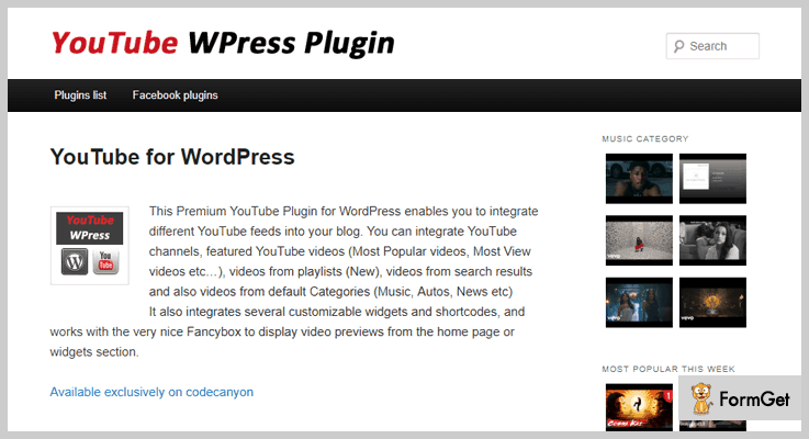 YouTube Videos for WordPress