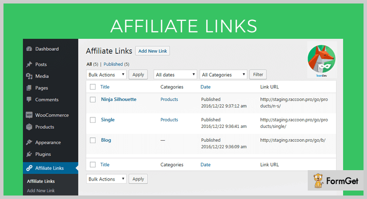 Affiliate Links WordPress URL Shortener Plugin