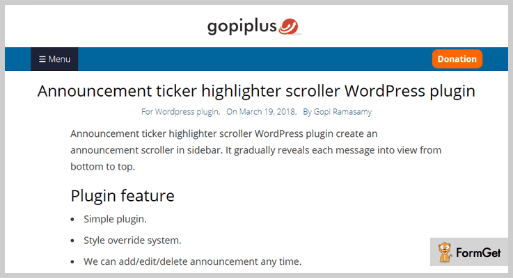 Announcement Ticker Highlighter Scroller Announcement WordPress Plugin
