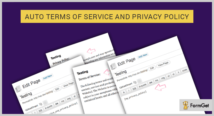 Auto Terms of Service and Privacy Policy WordPress Plugin