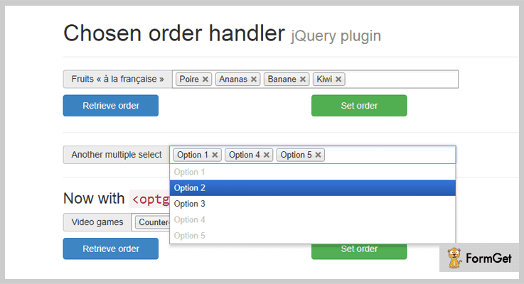 Chosen Order Handler jQuery Dropdown Plugins