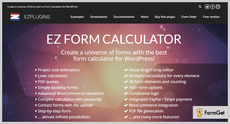 ez Form Calculator WordPress Calculator Plugins