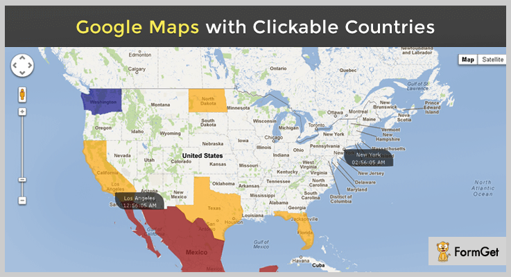 Google Maps With Clickables Countries jQuery Google Map Plugin