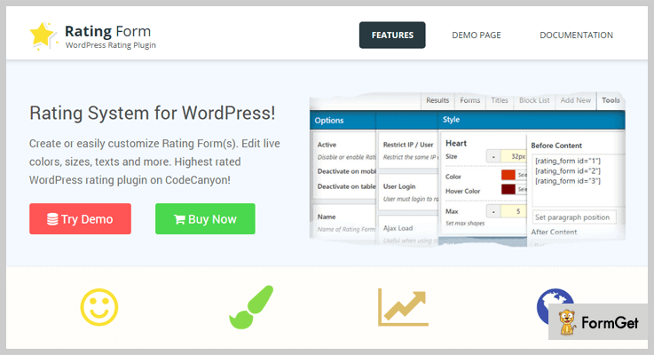 Rating Form Rating WordPress Plugin