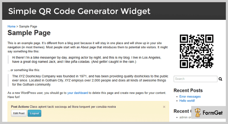 SImple QR Code Generator WordPress Plugin