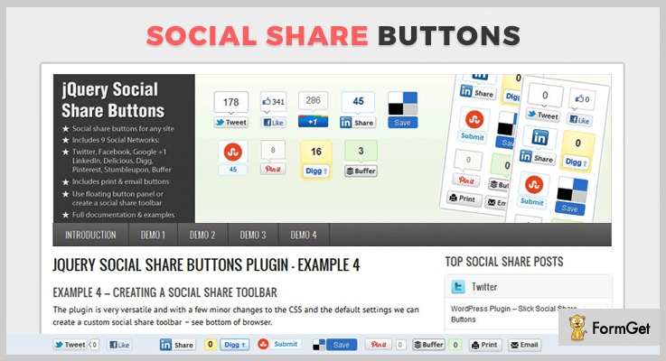 jQuery Social Share Buttons jQuery Social Media Plugins