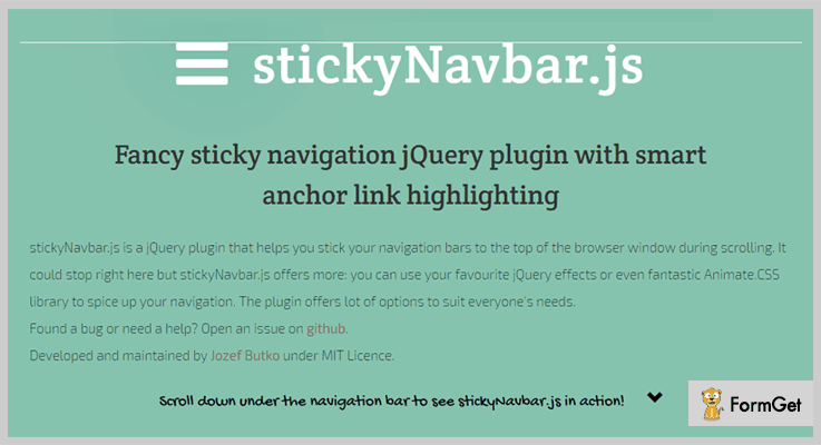 Sticky Navbar jQuery Navigation Plugin