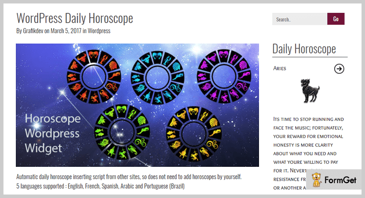 Wordpress Daily Horoscope WordPress Astrology Plugin