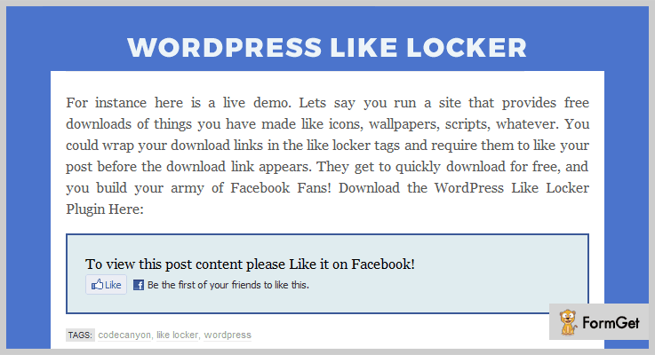 WordPress Like Locker Facebook Lite WordPress Plugin