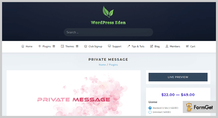 WP Eden Private Message WordPress Plugins