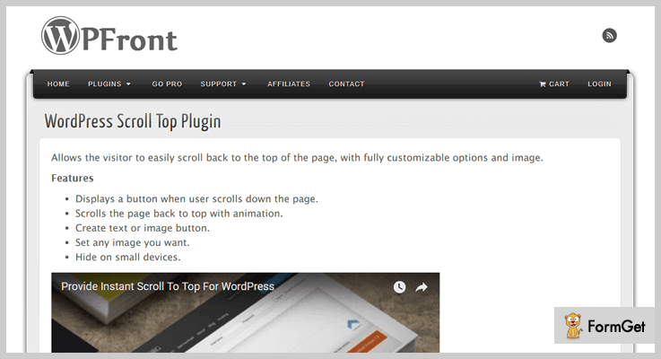WPFront Scroll To Back To Top WordPress Plugin