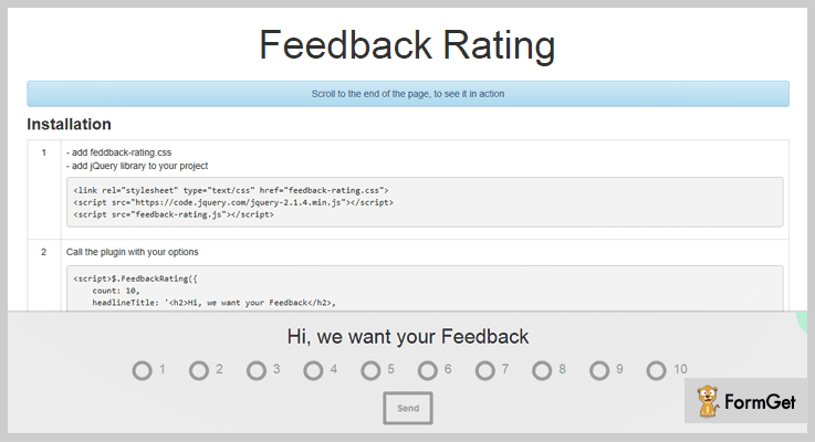 Feedback Rating jQuery Feedback Plugin