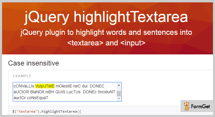 Highlight Text Area jQuery Text Highlighter Plugin