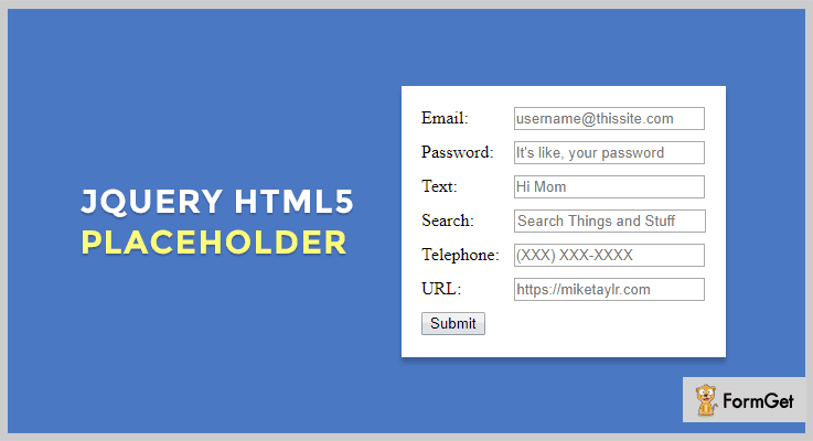 HTML5 Placeholder jQuery Plugin