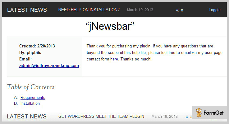 JNewsbar News Feed jQuery Plugin