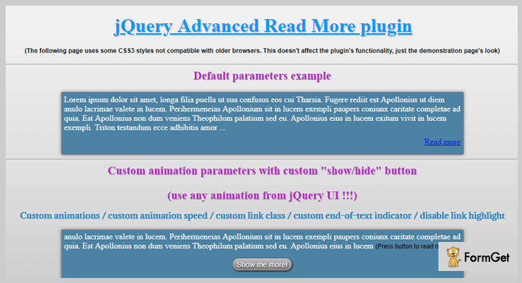 jQuery Advanced Read More Plugin Read More jQuery Plugin