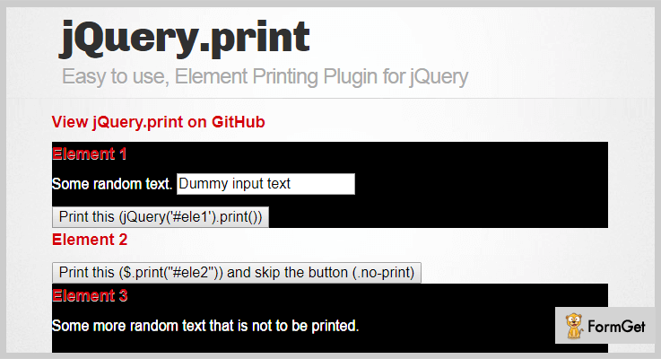 jQuery Print Page Plugin