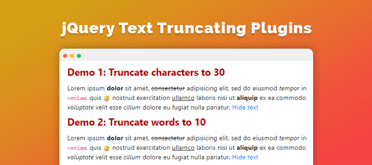 jQuery Text Truncating Plugins