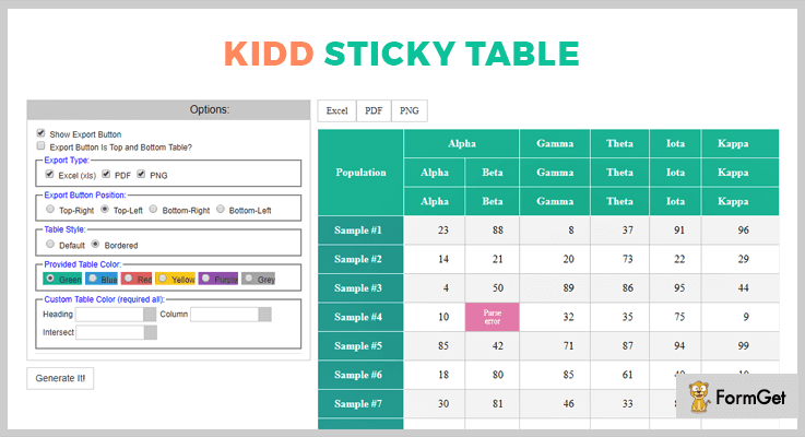 Kidd Sticky Table jQuery Fixed Header Plugin