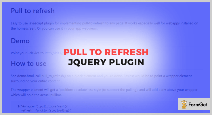 Free jQuery Pull To Refresh Plugin