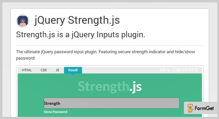 Strength.js jQuery Password Strength Plugin