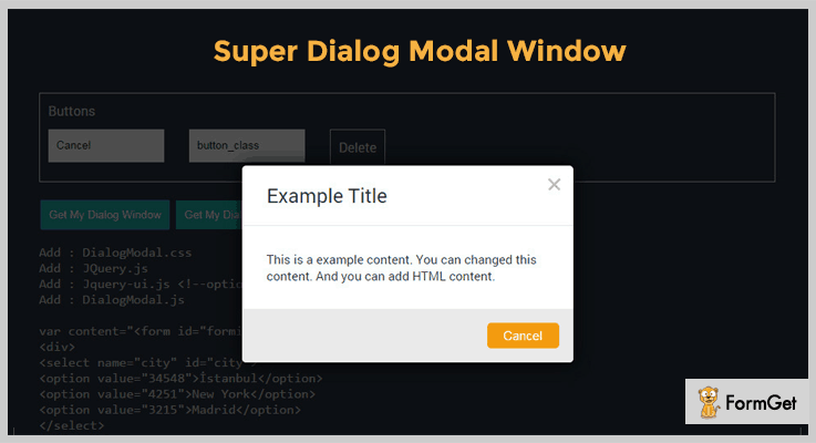 Super Dialog Model Window jQuery Confirm Dialog Plugin