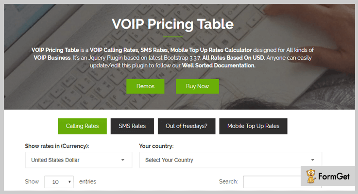 VOIP Pricing Table Calculator jQuery Plugin