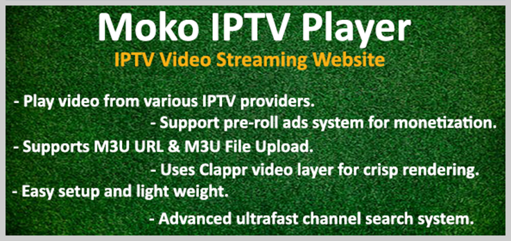 Moko IPTV Player - Best Video Streaming PHP Script