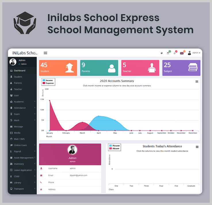 Inilabs School Express - School management system PHP script