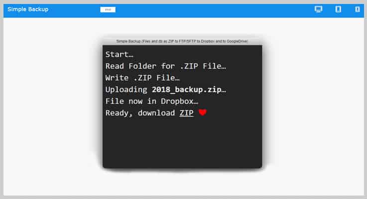 Simple Backup Files Backup PHP Script