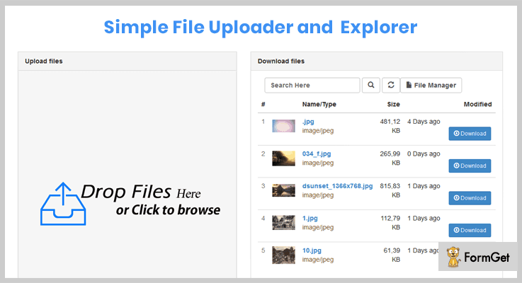 Simple File Uploader File Manager PHP Script