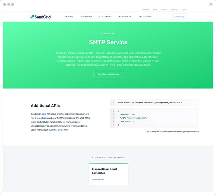 Sendgrid SMTP Service