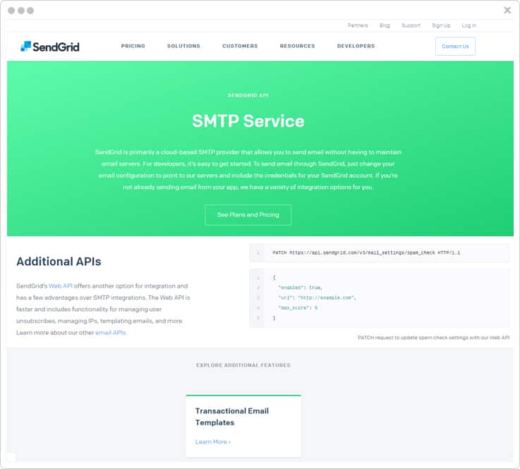 Sendgrid SMTP Service