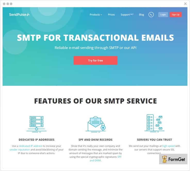 SendPulse SMTP - Mailgun SMTP Alternative FormGet