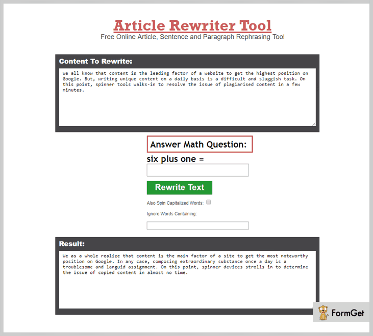 Article Writer Tool - Article Spinner Tool