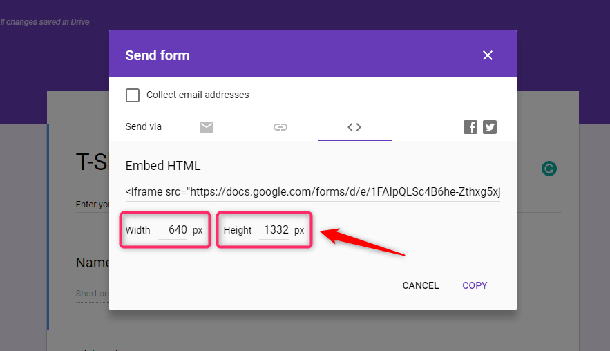 Width setting in Google Forms