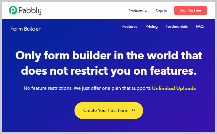 Form Builder with No Restrictions on Features