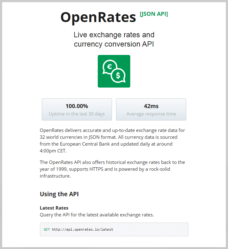 OpenRates - Real Time Currency Rates Api