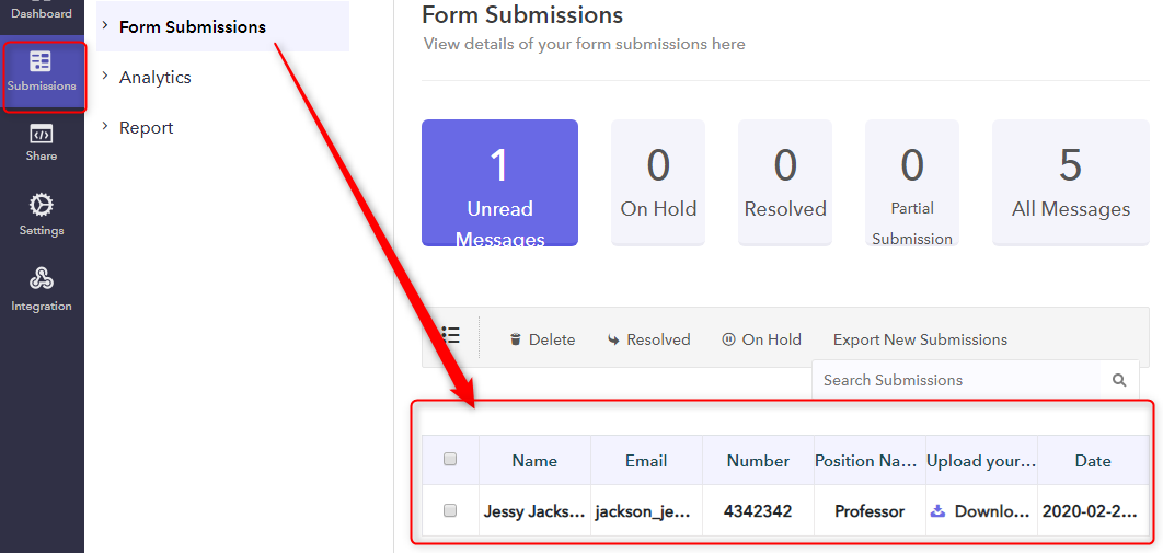 Check Form Submission - Pabbly Form Builder