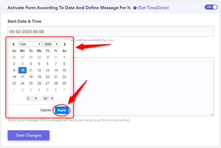 Set Activation Date And Time - Pabbly Form Builder