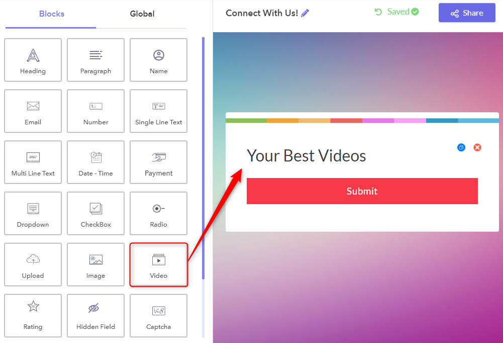 Select Video Field - Pabbly Form Builder
