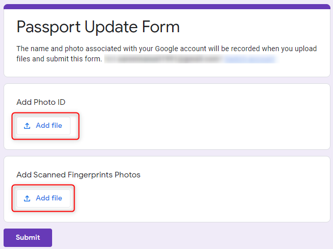 Upload Field Preview - Google Forms